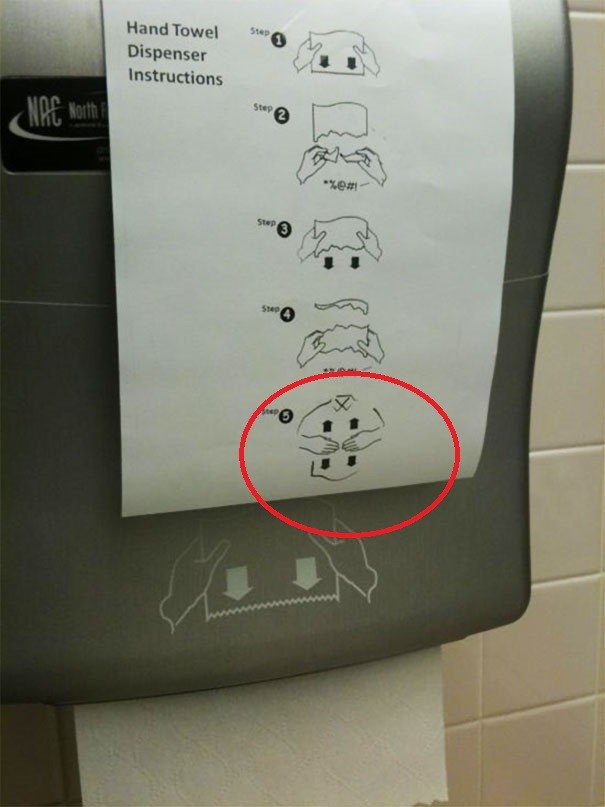 Полотенце для рук в общественном туалете: к черту, вытирайтесь об себя инструкция по применению, креатив, правила, руководство, смешно, фото, юмор, ярлык