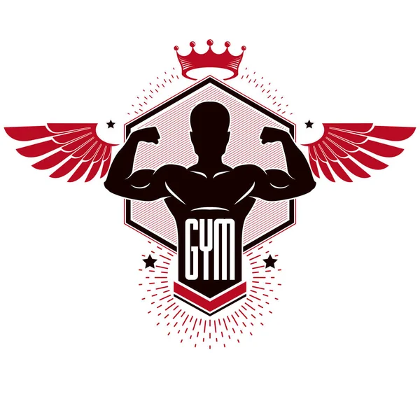 Спорта логотип для тяжелой тренажерный зал и фитнес-клуб — стоковый вектор