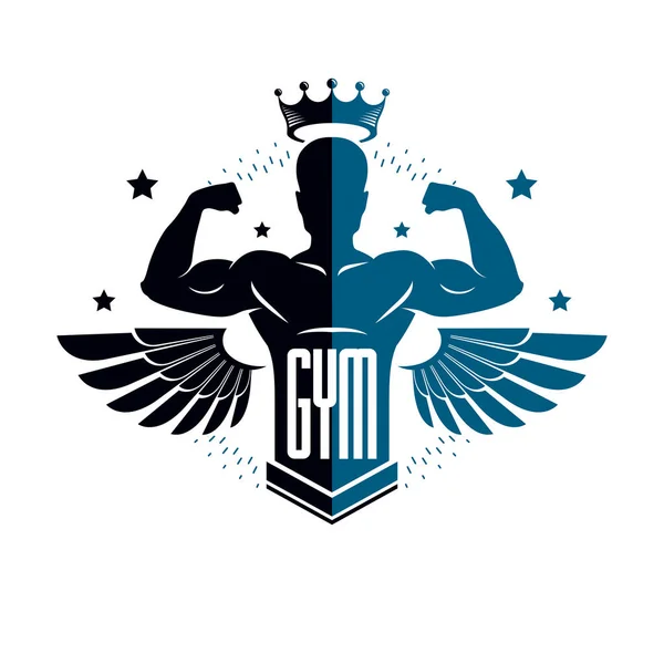 Спорта логотип для тяжелой тренажерный зал и фитнес-клуб — стоковый вектор